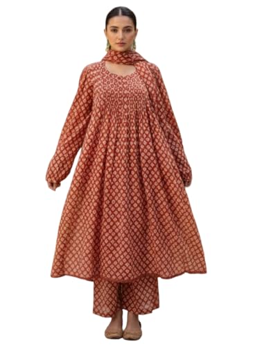 Ensemble Anarkali broderie florale en tissu viscose premium