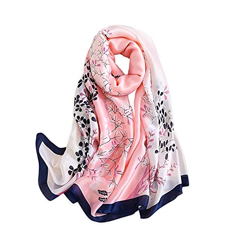 Silk Scarf Women Floral leaf print Fashion Elegant Style Long Scarf Soft Warm Shawl Wrap Sunscreen Shawl All Season