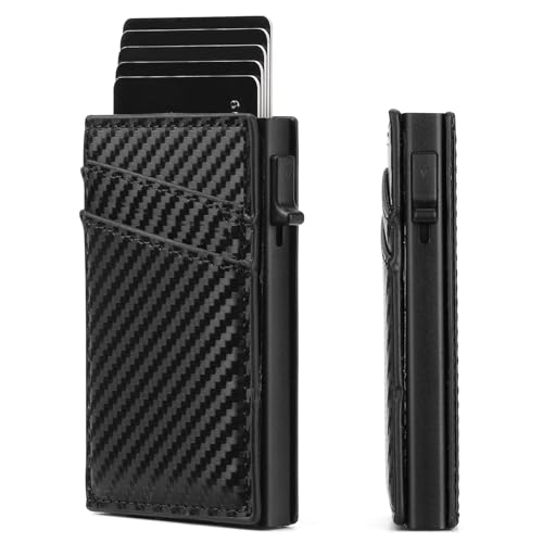 Mens for Wallet Card Holder， Minimalist Pop Up Wallet for Men -RFID Blocking Mens (Carbon Fiber)