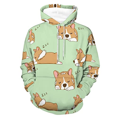 Hoody sweatshirt pull homme femme imprimé avec motif chien Corgi