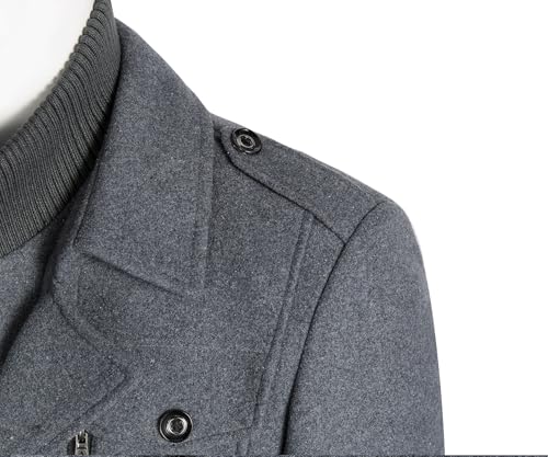 Image of APTRO Men's Pea Coat Wool Jacket Windbreaker Single Breasted Winter Coat