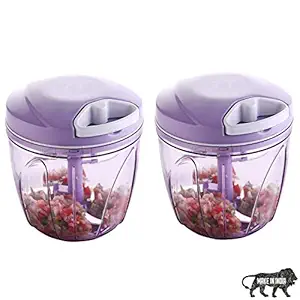 Primelife XL 900ml Jumbo Manual Handy Vegetable Food Chopper, Cutter for Kitchen - Made In India (purple)(900ml, Set of 2)