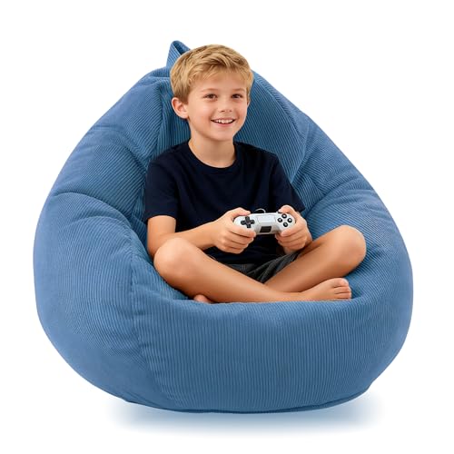 LPMOERA Bean Bag Chair Memory Foam Bean Bag Chairs for Kids/Teens with Filling Round Kids Bean Bag...