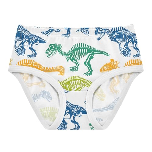 Wusikd Dinosaurs Skeletons Girls' Underwear Cotton Blue Green Orange Yellow Girls Briefs Soft Toddler Underwear 2T