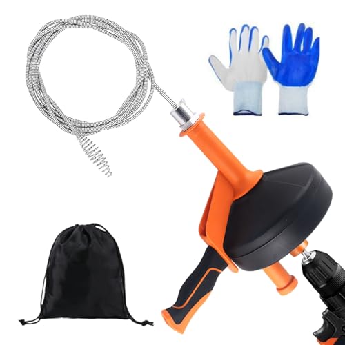 Caossuixin Rohrreinigungsspirale [13m], Abflussreiniger Spirale für Rohrreinigung, Wiederverwendbar Abflussspirale Rohrspirale mit Wasserdichte Handschuhe für Küche,Waschbecken, Dusche, Badewanne