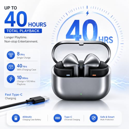 Image of Air Tiger Pro Wireless Bluetooth Earbuds with ENC Noise Cancellation, Hi-Fi Stereo Sound, Low Latency Gaming Mode, Touch Control, Type-C Fast Charging & HD Mic for Android /iPhone
