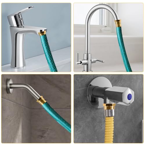 Silkwish Messing Wasserhahn Adapter mit Dichtungen - inkl. M24 auf M20 Außengewinde Doppelnippel & AG 3/4auf IG 1/2 Adapter für Gartenschlauch, Dusche, Waschmaschinenanschluss