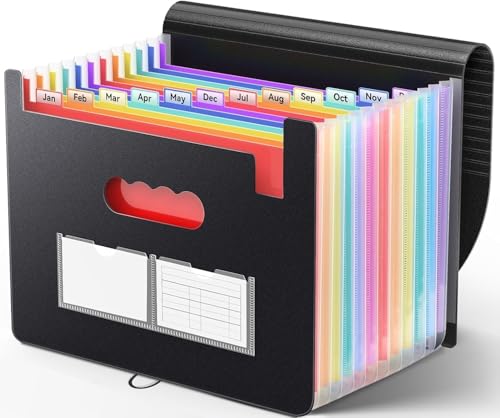 Image of Shuttle Art File Folder, 24 Pockets Expanding File Folder, A4 Letter Size Document Organizer, Stationery Storage Bag, Multi Layer Accordion, Documents Paper Holder for Office,School,Home (Multicolor)