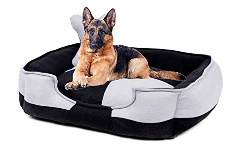 Image of Petslover Ultra Soft Fleece Fabric Polyester Filled Sofa Reversible Dog /Cat Beds, Grey & Black (Export Quality) - Large