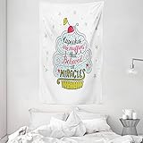 ABAKUHAUS lustige Wörter Wandteppich & Tagesdecke, Cupcake, aus Weiches Mikrofaser Stoff Dreck abweichender Digitaldruck, 140 x 230 cm, Mehrfarbig