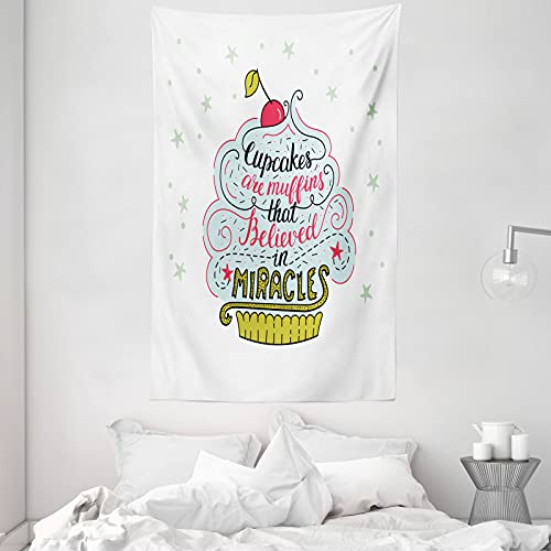 ABAKUHAUS lustige Wörter Wandteppich & Tagesdecke, Cupcake, aus Weiches Mikrofaser Stoff Dreck abweichender Digitaldruck, 140 x 230 cm, Mehrfarbig