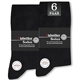 SockWaddles 6 Paar Diabetikersocken ohne Gummibund & ohne Naht 97% Baumwolle, Diabetiker Socken mit Komfortbund Hautfreundlich & Atmungsaktiv baumwollsocken für Damen Herren Schwarz 43-46
