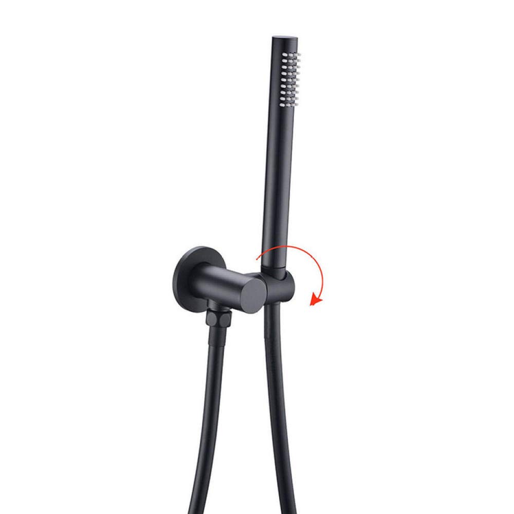 Huin Juego de ducha de baño Grifo de ducha de lluvia negro mate Sistema de válvula termostática montado en la pared o en el techo Cabezal de ducha de 8 pulgadas