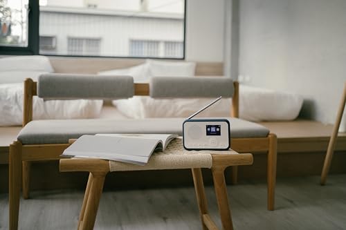 SANGEAN WFR-39 – Kompaktes, portables Internet-Radio mit WiFi, Musik-Streaming, DAB+/FM - Einfache Bedienung via Control-App, Weiß-Blau