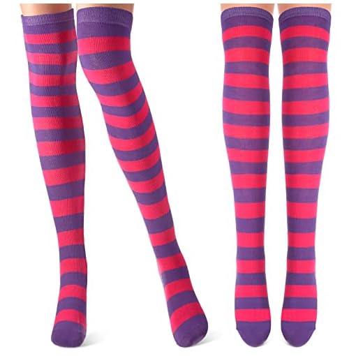 Tatuo 2 Pair Long Striped Thigh High Stockings