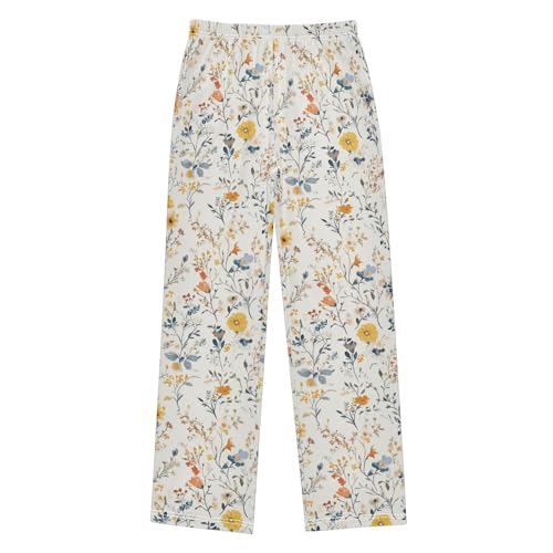 Boys' Pants Simple Bohemian Wildflowers Long Bottoms Jogger Pants Elastic Waist Trousers with Pockets S-XL