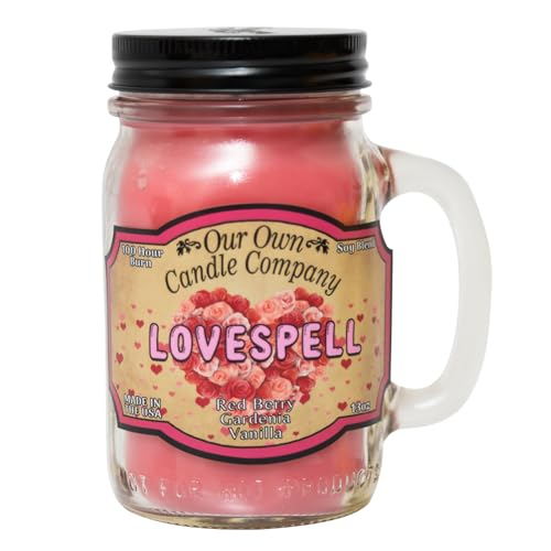 Our Own Candle Company Lovespell Scented 13 Ounce Mason Jar Candle