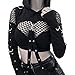Produktbild Damen Gothic T-Shirt Steampunk Punk Kostüme Kapuzen Lace Up Vintage Pullover Lange Hoodie Bluse Schwarz Top Lange Ärmel Top Shirt Mode Freizeit Kurzes Oberteil Sexy Lolita Streetwear (L, Schwarz)