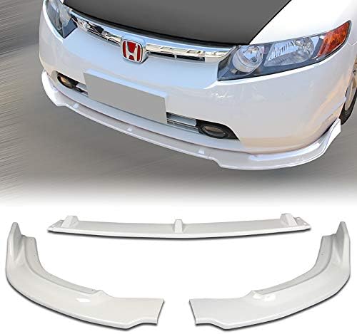 3PCS Front Bumper Lip Kit fit for compatible with 2006-2008 Honda Civic 4DR/Sedan, CS-Style Splitter Trim Protection Spoiler, Air-Dam-Chin-Diffuser (Painted White)