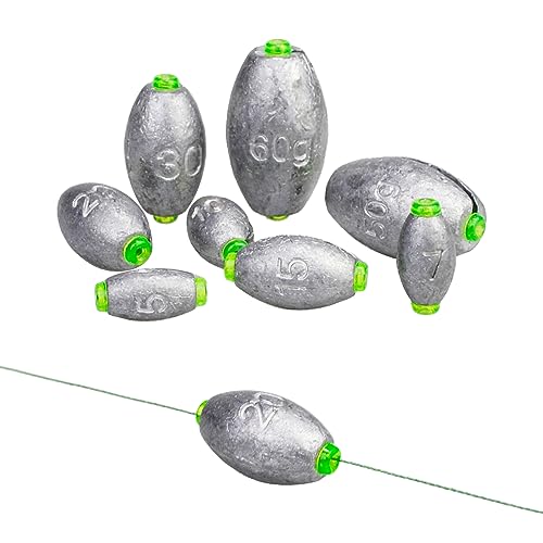 Egg Weight Sinker,Oval Shaped Lead Fishing Sinker Fishing Line Bottom Sinker Drop Shot Weights Multiple Size Bass Casting Worm Bullet Sinker 3/16oz to 2.1oz (0.71oz(20g) - 10 Packs)