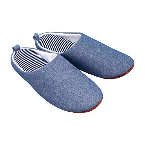 コモライフ デニム調のお掃除スリッパ 室内 マイクロファイバー 適応サイズ/約23~26cm キッチン フローリング 洗える 床 楽 ずぼらのサムネイル