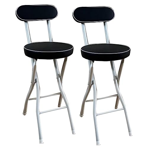 Pealihuy Folding Bar Stool,High Chair Stool with Backrest & Round Padded Seat, Portable Folding Stool for Kitchen Office Party Outdoor (Size : 60cm)