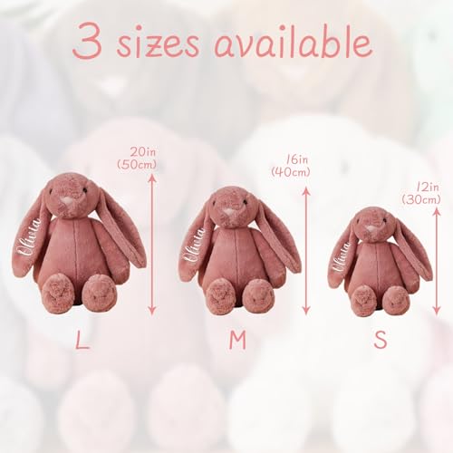 Image of Dyoart Personalized Easter Bunny Rabbit, Custom Name Monogrammed Embroidered Bunny, Fluffy Rabbit with Long Ears,Plush Bunny Toy, Gift for Baby Kids(11.8inches)