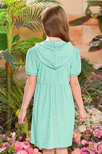 Besserbay Big Girls Cozy Light Blue Beach Cover Ups Hood Zip-Up Puff Short Sleeve Terry Swimwear Cover-Up With Pockets 9-10 Years #TOP5