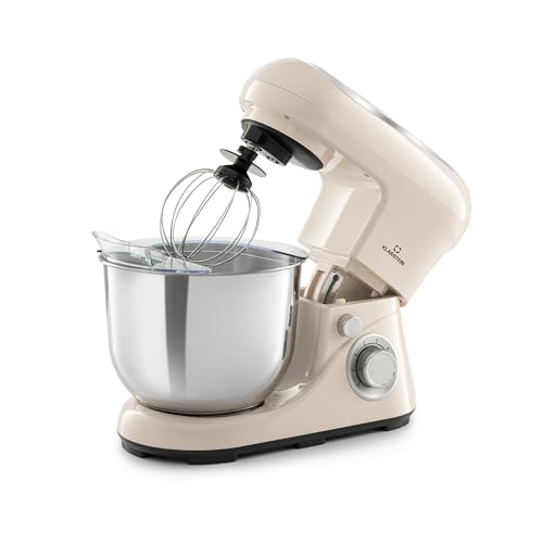 Klarstein Knetmaschine Küchenmaschine zum Backen, 1300W Teigmaschine Klein, 6 Stufen, Schneebesen Rühr- & Knethaken, 5L Schüssel, Planetenrührwerk, Rührmaschine mit Mixer, Küchenmaschinen für Brotteig