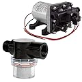 Shurflo 12 Volt RV Water Pump 3.0 GPM - 4008-101-A65 / E65 & 1/2" | RV Plumbing & Camper Water Pump | Twist-On Optional Pipe Strainer Bundle | Each Has A Unique Design - (Receive 1 Pump with Strainer)