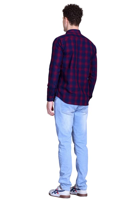 Image of SANE ORIGINALS Ingdigo Washed Checks Pure Cotton Shirt for Men