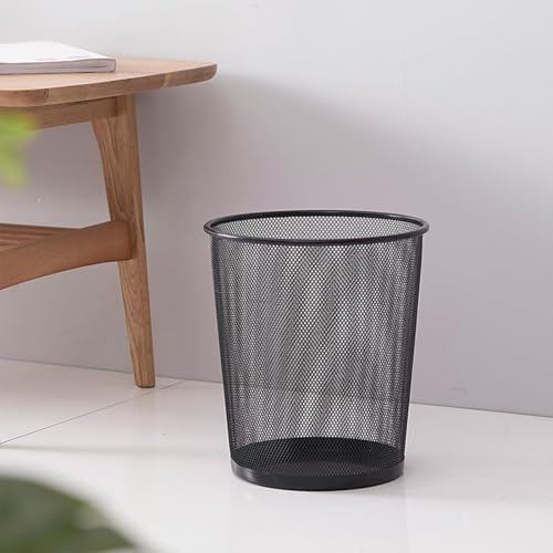 Image of G & P ENTERPRISE Metal Mesh Waste Bin (Black) - Big Size Office Dustbin, Heavy-Duty Wire Mesh Trash Basket, Round Open Mesh Garbage Bin for Home, Office, Bedroom & Study Table (Pack of 2)