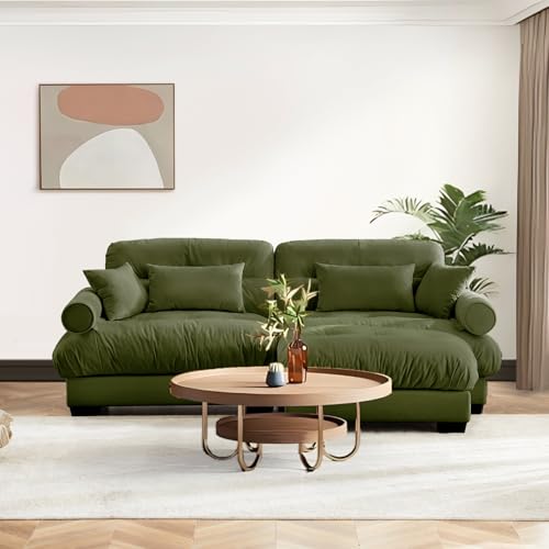 Image of SoarFlash L Shaped Couches for Living Room, Small Sectional Sofa Set with Reversible Chaise, Modern Designed Sleeper Sofas and Modular Couch Function, Suitable for Small Spaces in Apartment, Green