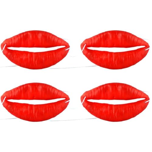 Ericetion 4Pcs Halloween Worst Mond Decor Grappige Rode Lippen Halloween Grappen Rekwisieten Voor Maskerade Cosplay Feestbenodigdheden