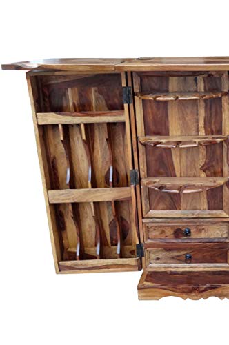 Orientalischer Hausbar Bartheke aufklappbar aus Massivholz Jiya Braun 180cm Groß | Theke Bar Tresen Deko orientalisch… – Bild 6