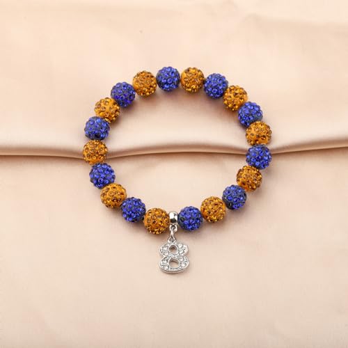 Image of POTIY SGR Sorority Gift Orange and Blue Beads Bracelet with Rhinestone Nmuber Charm Sorority Soror Gift