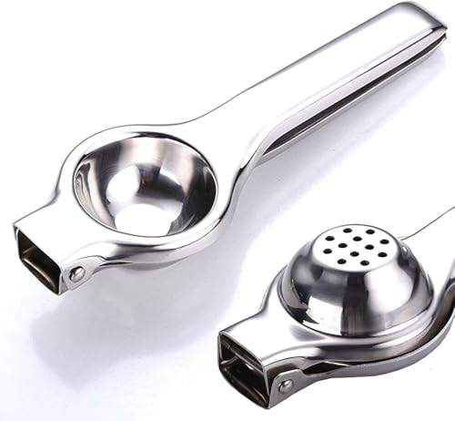 ECVV Lemon Squeezer Stainless Steel lemon Squeezer Hand Manual with Squeezer Bowl and Food Grade Silicone Handles Premium Quality Lime Lemon Squeezer Manual Citrus Press Juicer