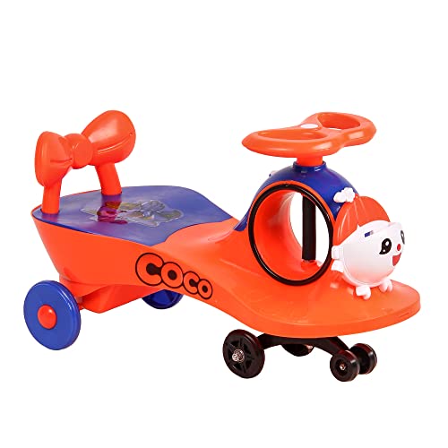 Image of KURB Ride On Swing Car for Kids 1-5 Years| Magic Car with Light & Music | Twister Car with Back Support | with Storage Basket| Comfortable & Durable Seat (Red)