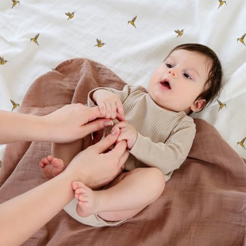 Image of POMISO Muslin Swaddle Blankets for Boys & Girls, Newborn Receiving Blankets, 4 Pack Soft Breathable Baby Swaddles, Large 47x47 Inches, Forest Animals