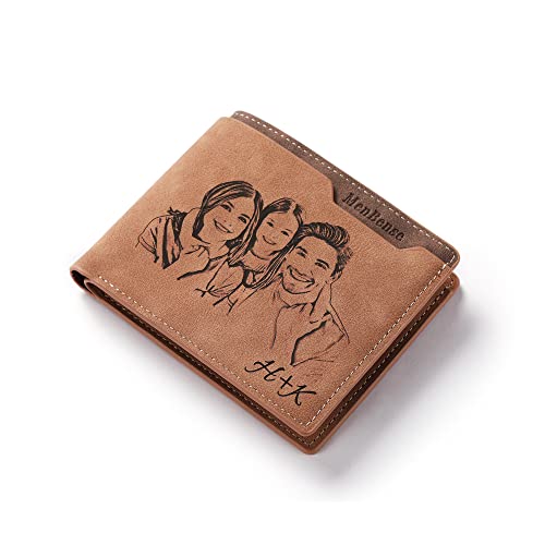 Custom Photo & Name Wallet for Men Engraved, Personalzied Wallet for Husband BF Dad Son Family Groomsmen, Birthday Anniversary Father's Day Graduation Christmas Gifts