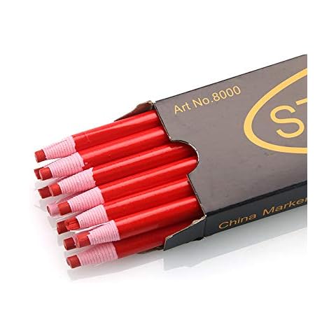 12 Pieces Sewing Mark Chalk Pencil Tailor's Marking and Tracing Tools Free Cutting Chalk Sewing Fabric Pencil,6 Colors (Red) Cover