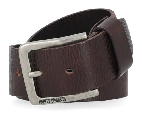 Harley-Davidson Men's Embossed H-D Logo Genuine Leather Belt - Matte Brown
