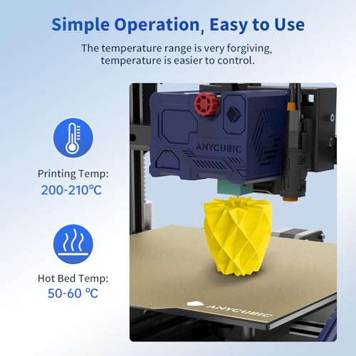 Image of ANYCUBIC PLA 3D Printer Filament, 3D Printing PLA Filament 1.75mm Dimensional Accuracy + /- 0.02mm, 1KG Reusable Spool (2.2 lbs), Yellow
