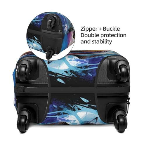 ice hockey Sports abstract art Colorful Elastic Travel Luggage Cover Travel Suitcase Cover for Trunk Case 19''-32'' Luggage Protective Cover4