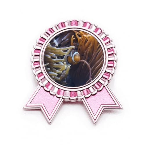 Broche rose Ocean Anem Fish métal motif science nature taille M
