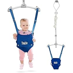 Columpio Bebé Puerta Corte Ingles FUNLIO Saltador de Puerta para Bebés de 6 a 24 meses (Con Clip de Puerta), Con Resorte Fuerte y Correa Ajustable, Gorila portátil para puerta infantil, Fácil de montar, Con 18 kg, Certificado CPC y CE