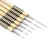 6 Stück Nailart Pinsel Dünn Nagelkunstpinsel Nail Art Liner Pinsel Fineliner Maniküre Pinsel Nagelpunktier-Zeichenwerkzeug für lange Linien, dünne Details Dünne Nagelpinsel Set (5/7/9/11/15/25 mm)