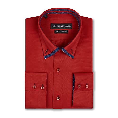 Mrdoublecollar Oxford Design Chemise à double col pour homme Motif cachemire italien Rouge, Rouge, M