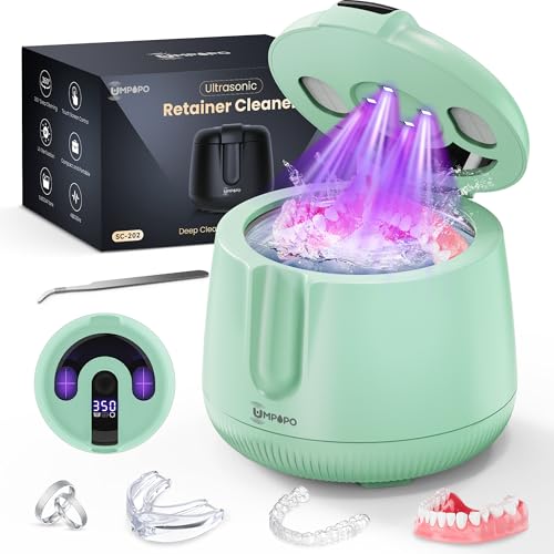Image of Ultrasonic Retainer Cleaner Machine 48kHz, Dental Ultrasonic Care Cleaner | Ultrasonic Retainer Cleaner for Dentures, Aligners, Mouth Guards, Toothbrush Heads and Jewelry with 200ML Capacity