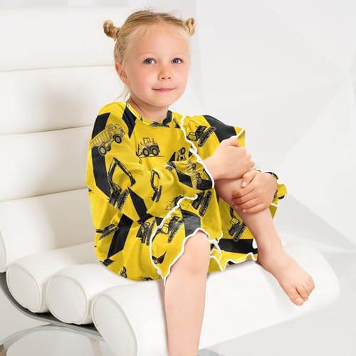 Soft Velvet Long Sleeve Dress for Girls,Stretchy Loose Fit, Knee Coverage & Ruffle,Ideal for Daily Wear 3-10T4